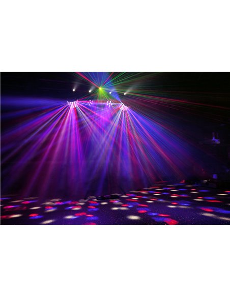 SHOWBAR CON 2X FOCO PAR, 2X BUTTERFLY Y LASER R/G DMX IRC