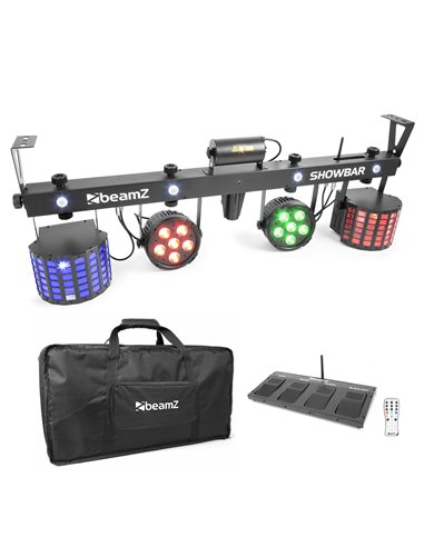 SHOWBAR CON 2X FOCO PAR, 2X BUTTERFLY Y LASER R/G DMX IRC