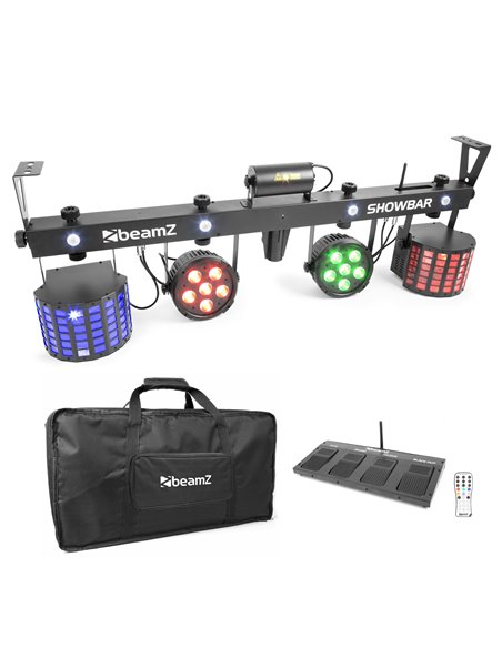 SHOWBAR CON 2X FOCO PAR, 2X BUTTERFLY Y LASER R/G DMX IRC