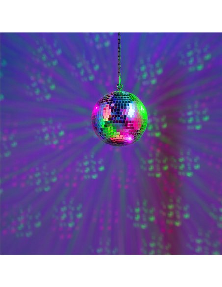 MB20ML BOLA DE DISCO CON MOTOR 18 LEDS, 20 CM