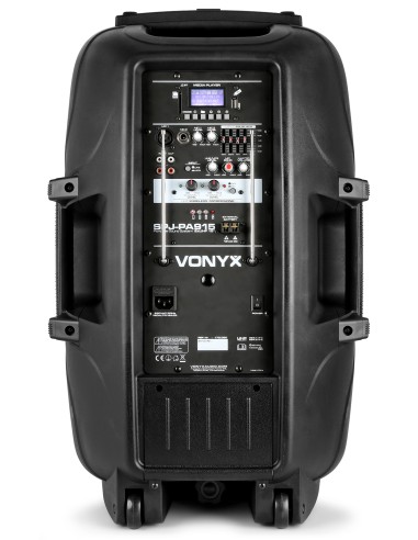 SPJ-PA915 BAFLE MOVIL ACTIVO ABS 15" 2 MICROS UHF/USB/MP3