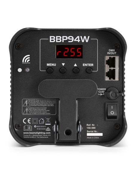 BBP94W FOCO PAR CON BATERIA 4X 12W WDMX