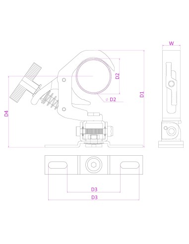 BC50B-75M GARRA DE AGARRE RÁPIDO TILT AJUSTABLE NEGRO