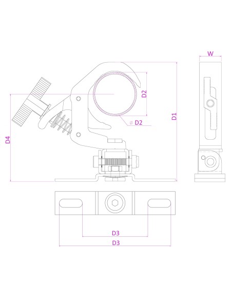 BC50B-75M GARRA DE AGARRE RÁPIDO TILT AJUSTABLE NEGRO