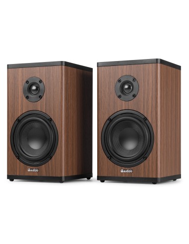 BS20 CONJUNTO DE ALTAVOCES ACTIVOS PARA ESTANTERÍA CON BATERÍA, MADERA OSCURA