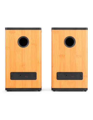 BS20 CONJUNTO DE ALTAVOCES ACTIVOS DE ESTANTERÍA CON BATERÍA, BAMBÚ