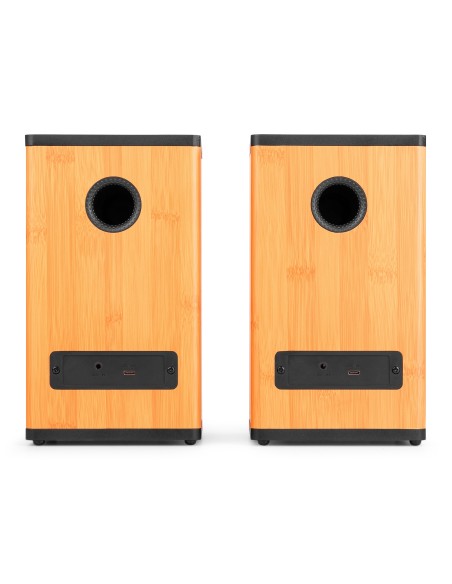 BS20 CONJUNTO DE ALTAVOCES ACTIVOS DE ESTANTERÍA CON BATERÍA, BAMBÚ