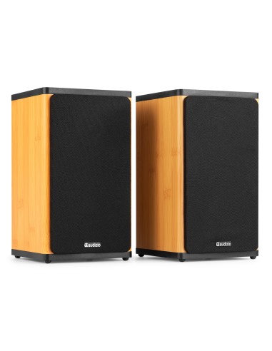 BS20 CONJUNTO DE ALTAVOCES ACTIVOS DE ESTANTERÍA CON BATERÍA, BAMBÚ