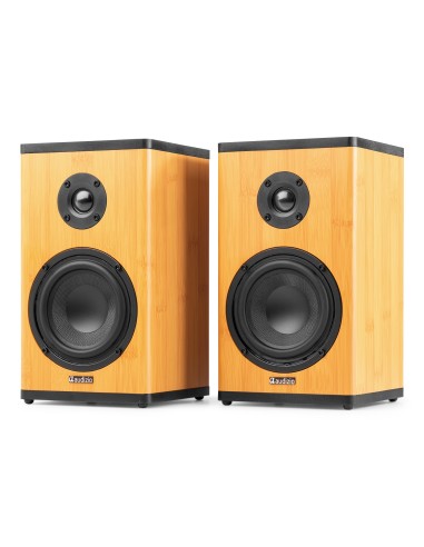 BS20 CONJUNTO DE ALTAVOCES ACTIVOS DE ESTANTERÍA CON BATERÍA, BAMBÚ