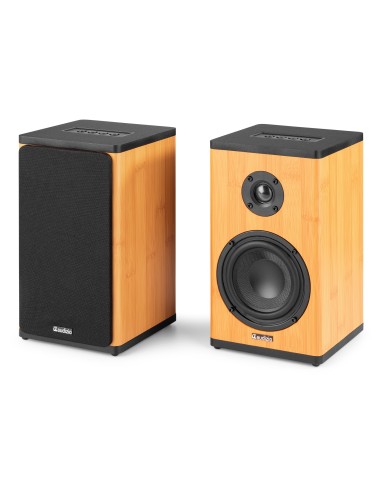 BS20 CONJUNTO DE ALTAVOCES ACTIVOS DE ESTANTERÍA CON BATERÍA, BAMBÚ