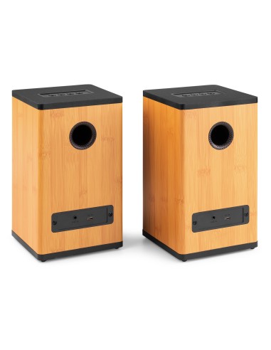 BS20 CONJUNTO DE ALTAVOCES ACTIVOS DE ESTANTERÍA CON BATERÍA, BAMBÚ