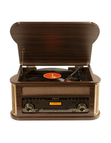 MEMPHIS GIRADISCOS VINTAGE MADERA OSCURA