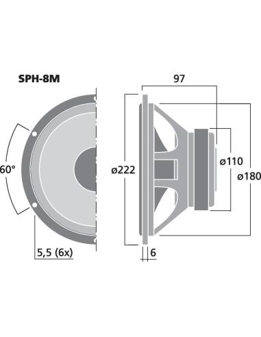 Altavoces de graves y medios Monacor SPH-8M vista 2