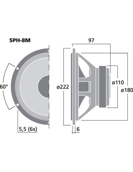 Altavoces de graves y medios Monacor SPH-8M vista 2