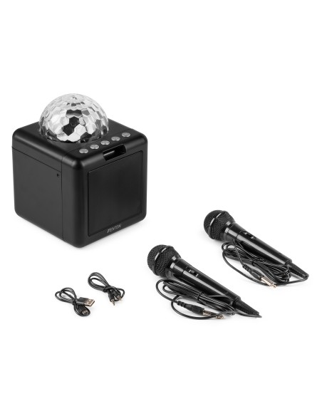 KAR15B ALTAVOZ KARAOKE CON 2 MICRÓFONOS NEGRO