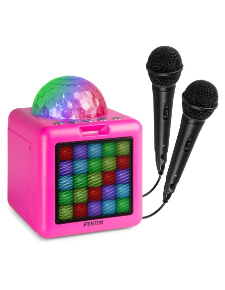 KAR15P ALTAVOZ KARAOKE CON 2 MICRÓFONOS PINK