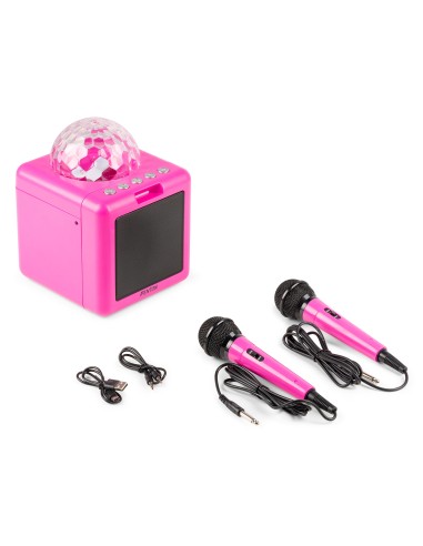 KAR15P ALTAVOZ KARAOKE CON 2 MICRÓFONOS PINK