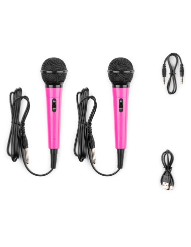 KAR15P ALTAVOZ KARAOKE CON 2 MICRÓFONOS PINK
