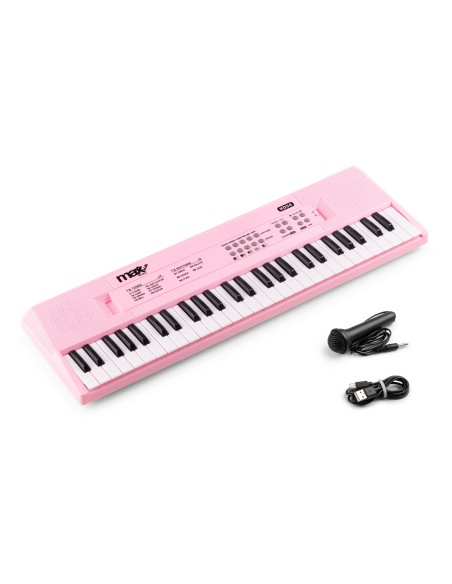 KD54 TECLADO ELECTRÓNICO 54 TECLAS CON BATERÍA ROSA