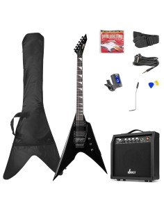 GIGKIT GUITARRA ELÉCTRICA ESTILO ROCK NEGRA