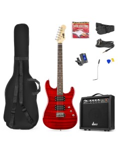 GIGKIT GUITARRA ELÉCTRICA ESTILO ACOLCHADO ROJO OSCURO