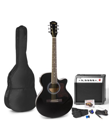 SHOWKIT CONJUNTO GUITARRA ACÚSTICA ELECTRIFICADA NEGRA