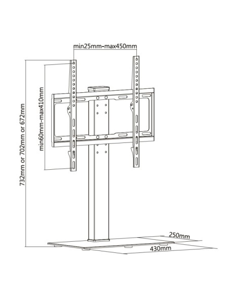 TTTS40 SOPORTE DE MESA PARA TV CON BASE DE CRISTAL 32”- 55”