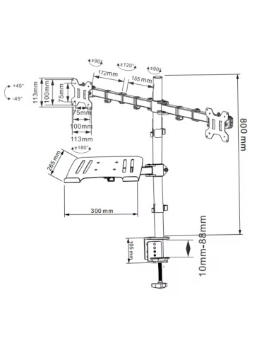 CMA20L BRAZO DOBLE PARA MONITOR 13" - 32" CON SOPORTE PARA PORTÁTIL