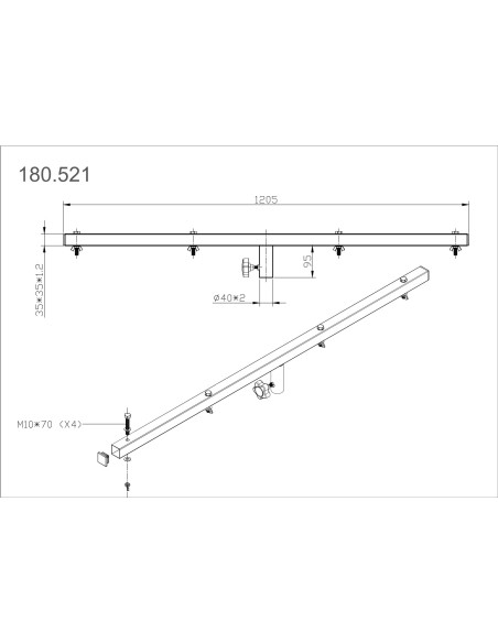 MPS-B12 BARRA EN T DE ILUMINACIÓN 1.2M