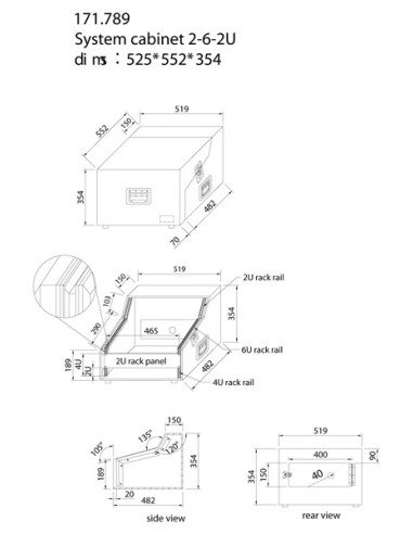 PD-F RACK TRANSPORTE DJ 2U-6U-2U 19"
