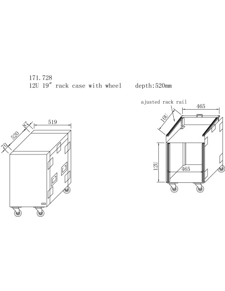 PD-F12U8 CAJA RACK 19' CON RUEDAS 12U