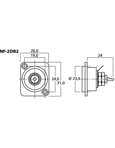 Conectores de audio Monacor NF-2DB2 vista 2