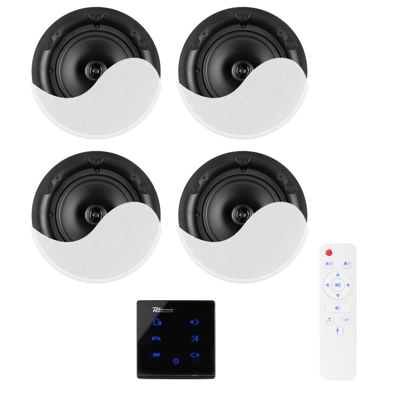 POWERLINE A100BSET CONJUNTO AMPLIFICADOR PARA EMPOTRAR EN PARED CON 4 ALTAVOCES DE TECHO