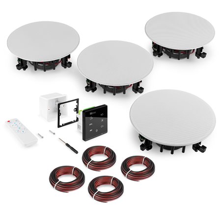 POWERLINE A100BSET CONJUNTO AMPLIFICADOR PARA EMPOTRAR EN PARED CON 4 ALTAVOCES DE TECHO