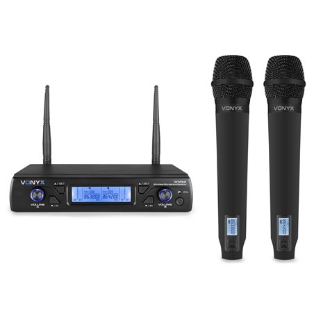 WM62 MICRÓFONO INALÁMBRICO UHF 16CH CON 2 MICRÓFONOS DE MANO