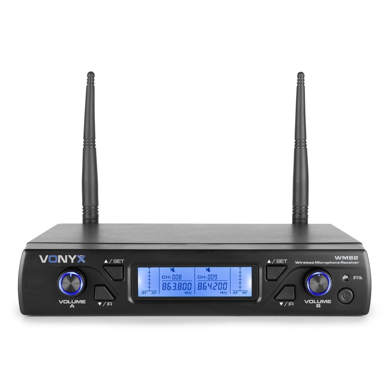 WM62 MICRÓFONO INALÁMBRICO UHF 16CH CON 2 MICRÓFONOS DE MANO