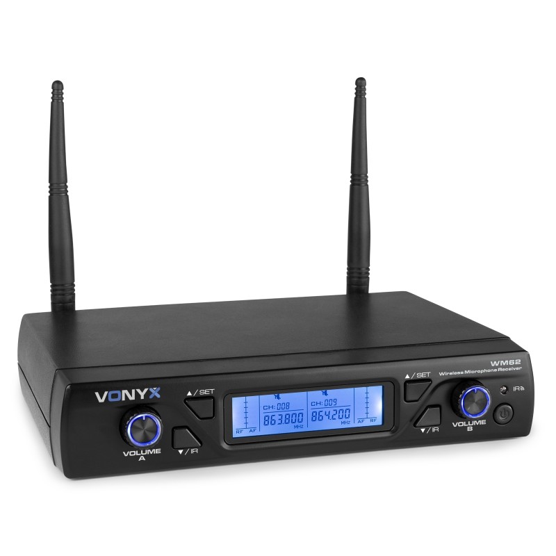 WM62 MICRÓFONO INALÁMBRICO UHF 16CH CON 2 MICRÓFONOS DE MANO