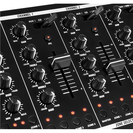 PDZM700 MEZCLADOR INSTALACION DE 6 CANALES USB 4 ZONAS