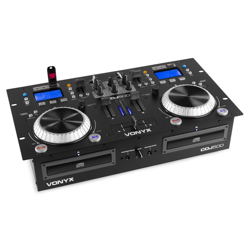 CDJ500 DOBLE REPRODUCTOR CON AMPLIFICADOR CD/MP3/USB/BT