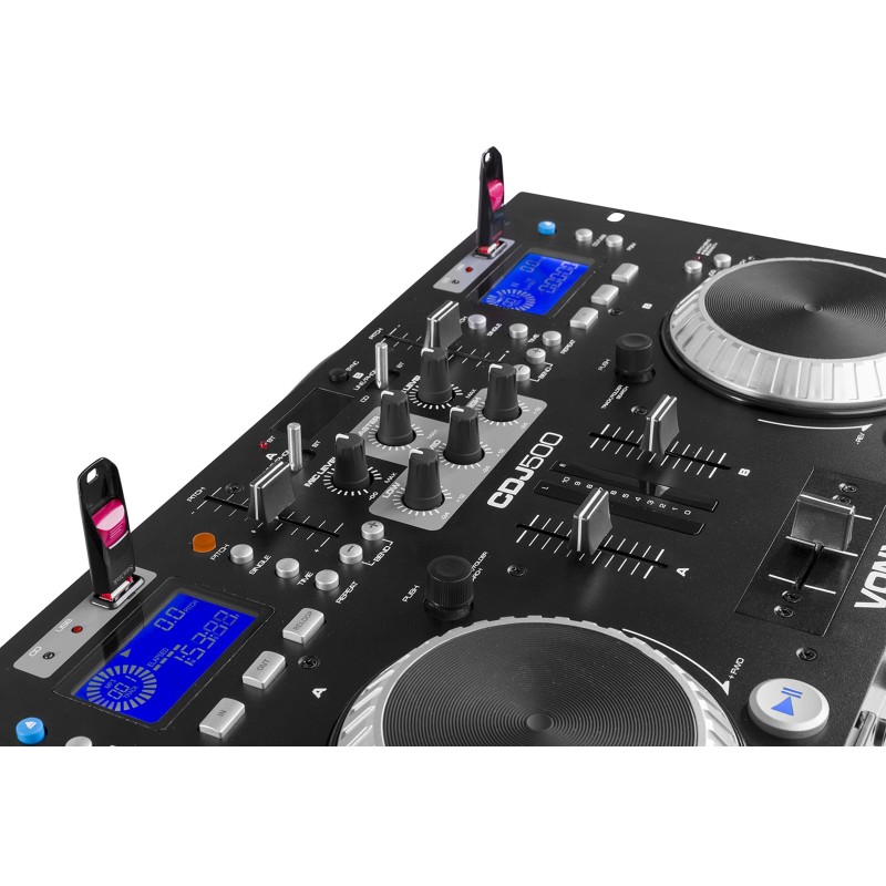 CDJ500 DOBLE REPRODUCTOR CON AMPLIFICADOR CD/MP3/USB/BT