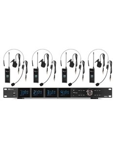 PD524B JUEGO DE MICRÓFONO INALÁMBRICO UHF CON 4 MICRÓFONOS DE PETACA