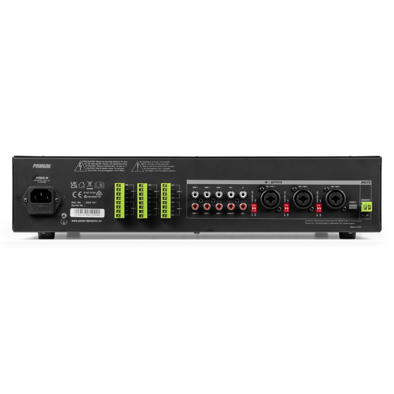 PRM606 AMPLIFICADOR MATRIX DE 6 ZONAS 6 X 60W LÍNEA DE 100V