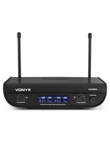 WM82 MICROFONO INALAMBRICO DIGITAL UHF 2 CANALES CON 2 MICROS DE MANO