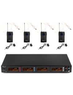PD504B MICROFONO INALAMBRICO DE 4X 50 CANALES UHF CON 4 MICROFONOS DE CABEZA