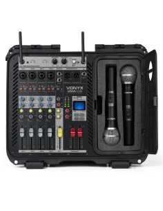 VMA106 MEZCLADOR AMPLIFICADO DE 6CH EN MALETA ABS CON 2 MICROS INALÁMBRICOS UHF 2