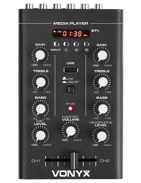 STM500BT MEZCLADOR 2 CANALES, BT, MP3, DISPLAY