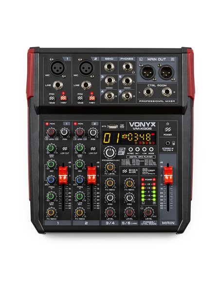 VM-KG06 MEZCLADOR PARA MÚSICA 6 CANALES BT/DSP/USB GRABACIÓN