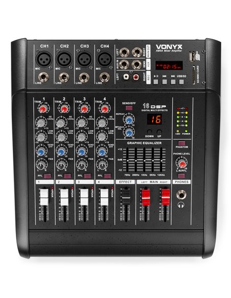 AM5A MEZCLADOR DE 5 CANALES CON AMPLIFICADOR DSP/BT/SD/USB/MP3