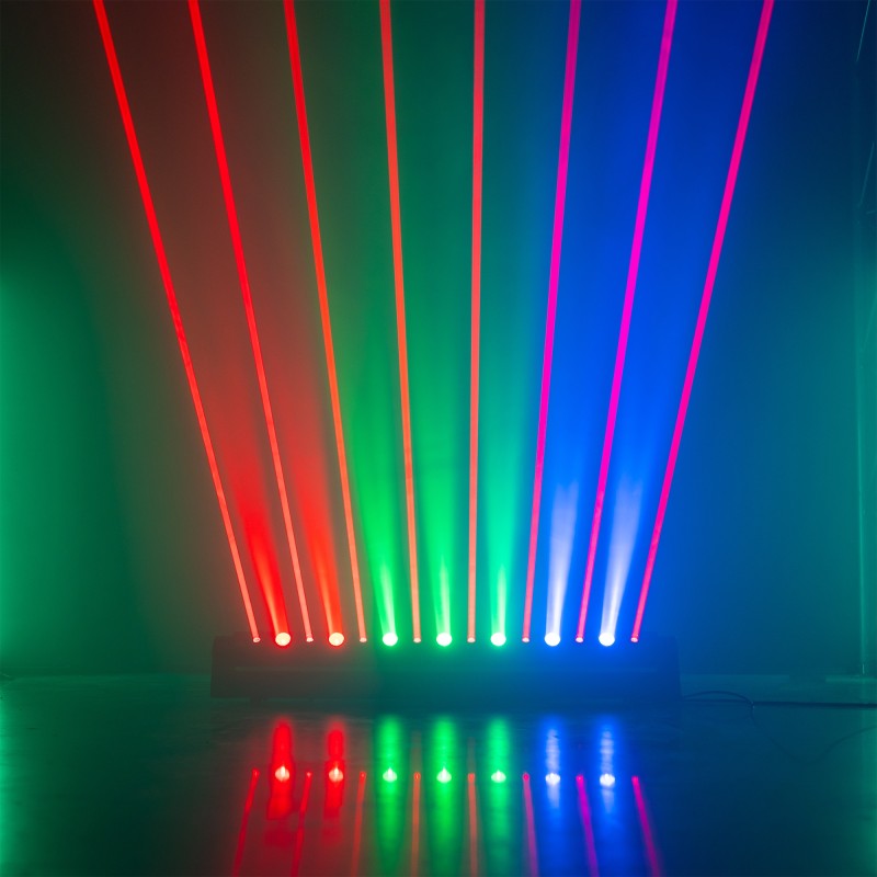 BARRA MÓVIL HYADEN CON 7 LED Y 8 RAYOS LÁSER