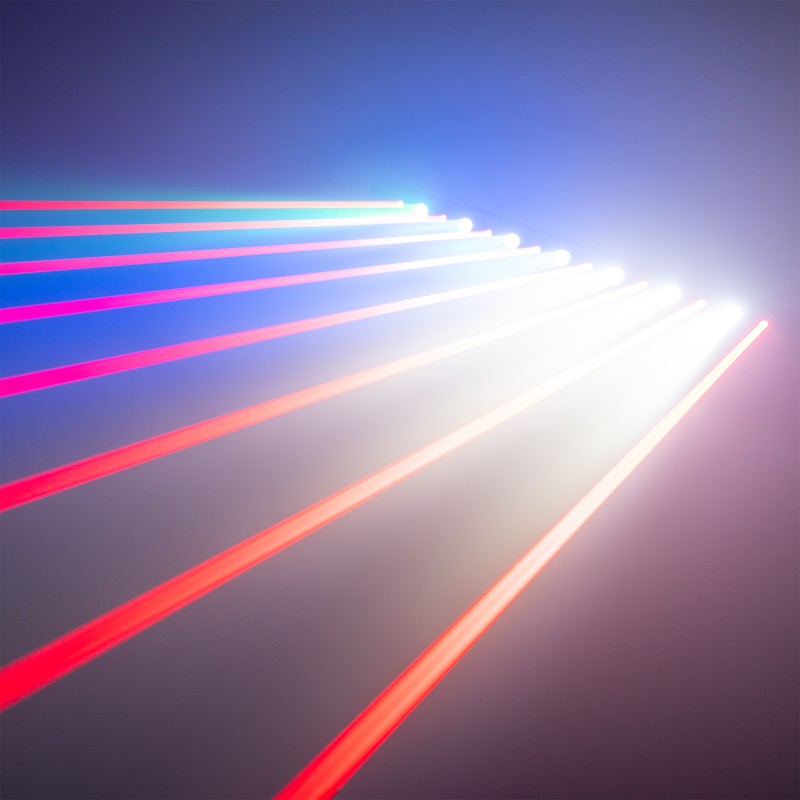 BARRA MÓVIL HYADEN CON 7 LED Y 8 RAYOS LÁSER